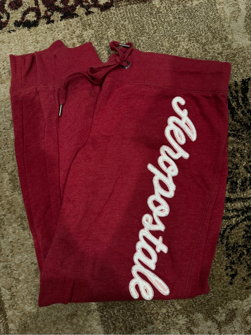 Aeropostale women’s Burgundy Joggers with White Script Logo